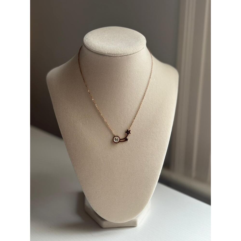 Gold Star Pendant Necklace Crystal Minimal Dainty Celestial Jewelry